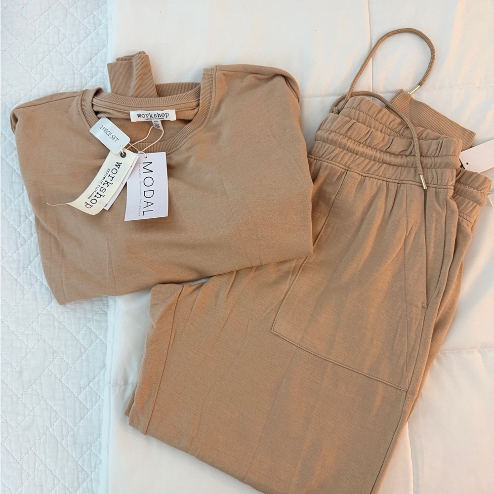 Workshop Republic Clothing Tan Top & Joggers